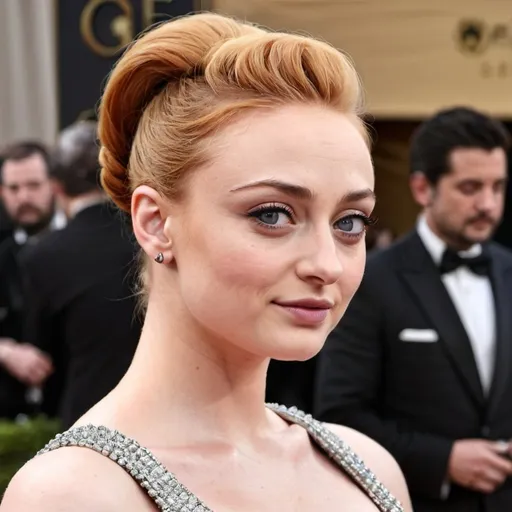 Prompt: Sophie Turner with a beehive hairstyle