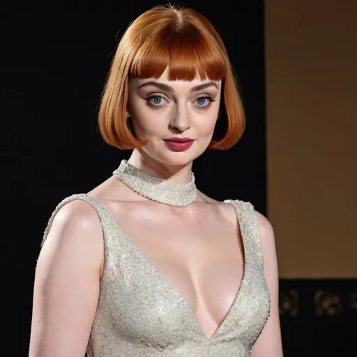 Prompt: sophie turner dressed as Mireille Mathieu