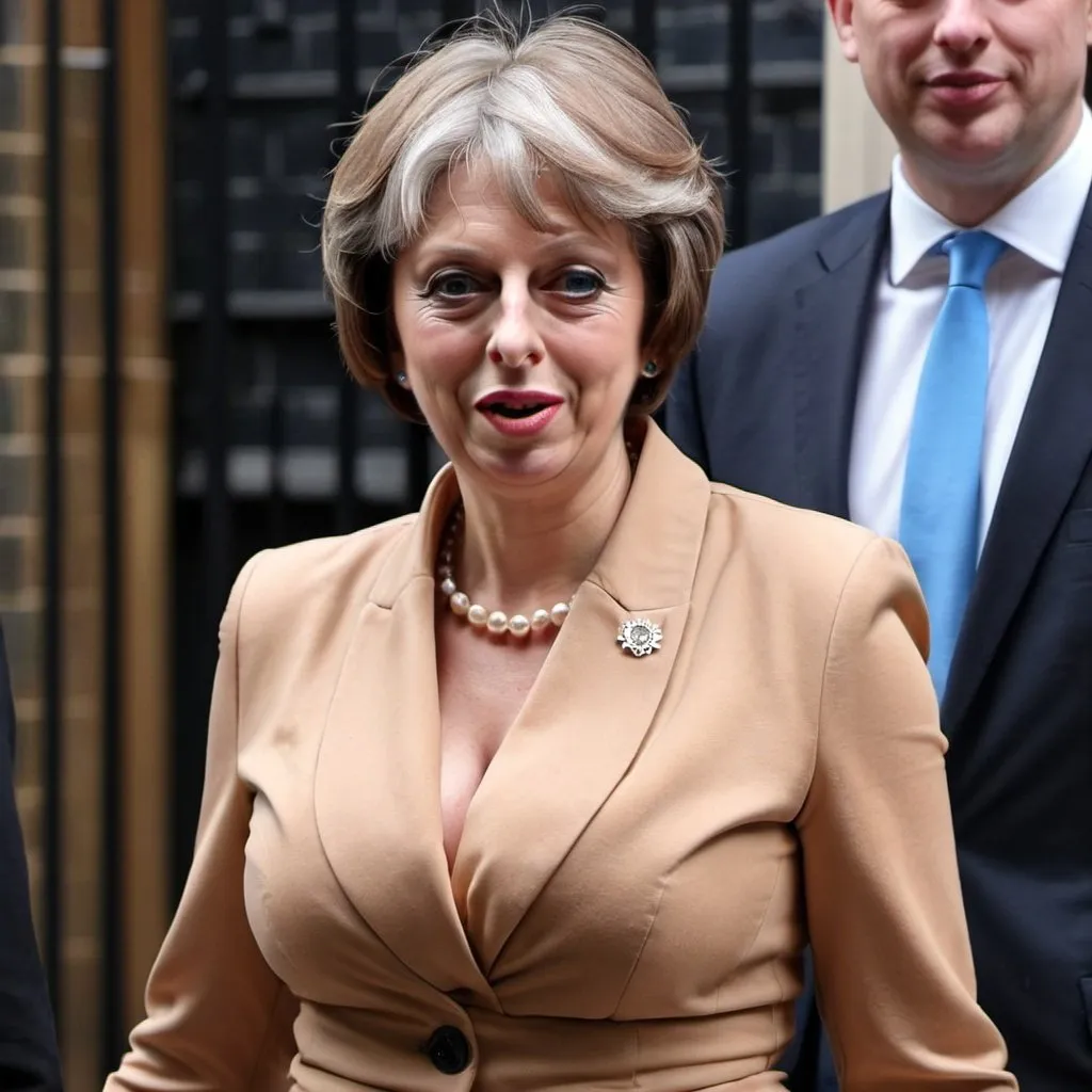 Prompt: theresa may dressed as Amy Childs