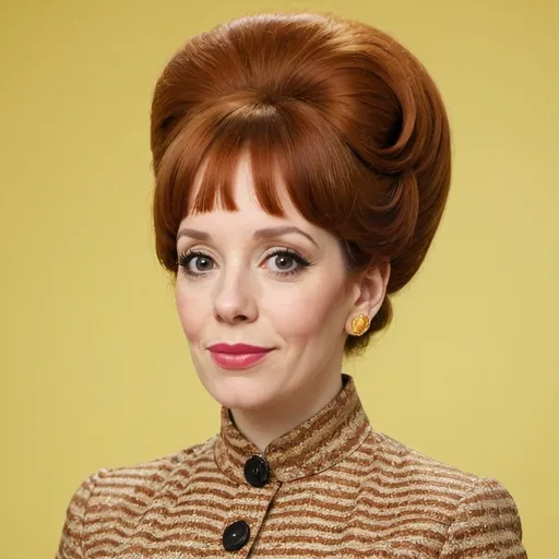 Prompt: katherine parkinson dressed as a 1960's woman with big bouffant beehive hair