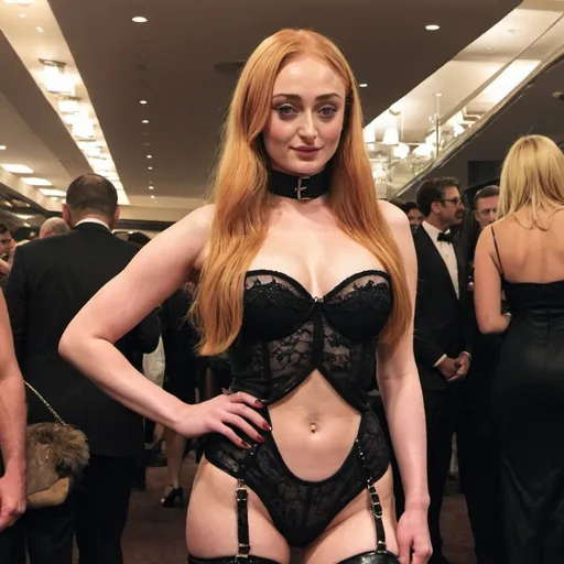 Prompt: sophie turner dressed as a hooker