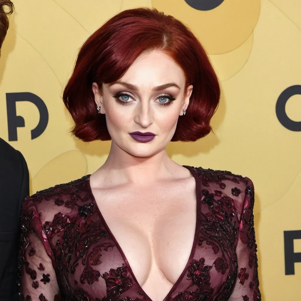 Prompt: Sophie Turner dressed as sharon osbourne