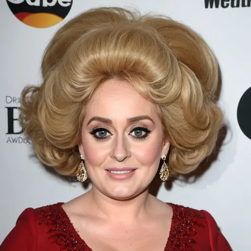 Prompt: Adele dressed as Barbara Windsor with big bouffant hair
