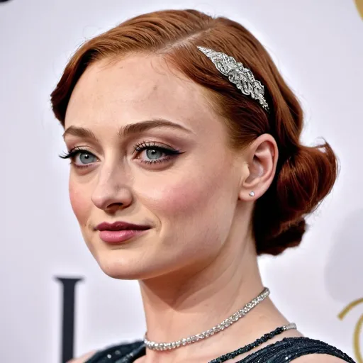 Prompt: Sophie Turner with a 1920s hairstyle