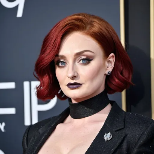 Prompt: Sophie Turner dressed as sharon osbourne