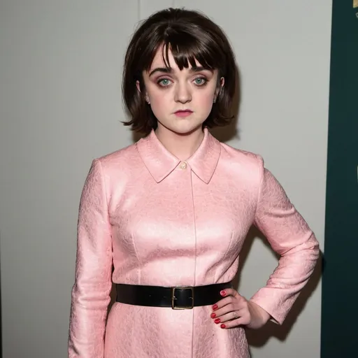 Prompt: Maisie Williams dressed as Joanna Lumley