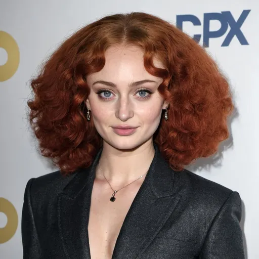 Prompt: Sophie Turner with a afro hairstyle