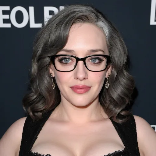 Prompt: kat dennings dressed as a sultry mature woman, 60 years old, grey bouffant hair, eyelashes, eyeshadow, glasses wrinkles, nightdress