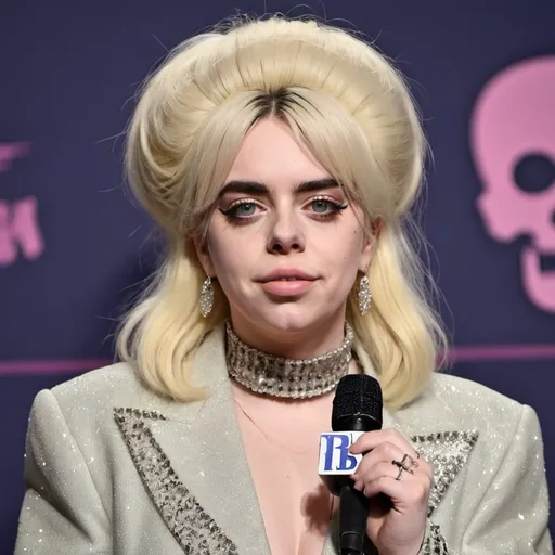 Prompt: Billie Eilish dressed as dusty springfield with big bouffant hair