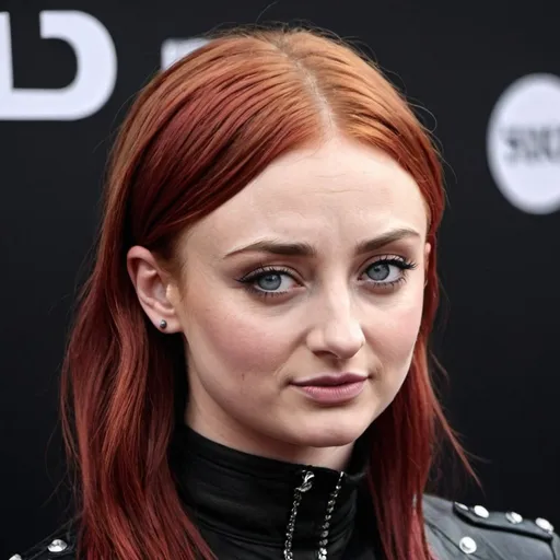 Prompt: Sophie Turner with a emo hairstyle