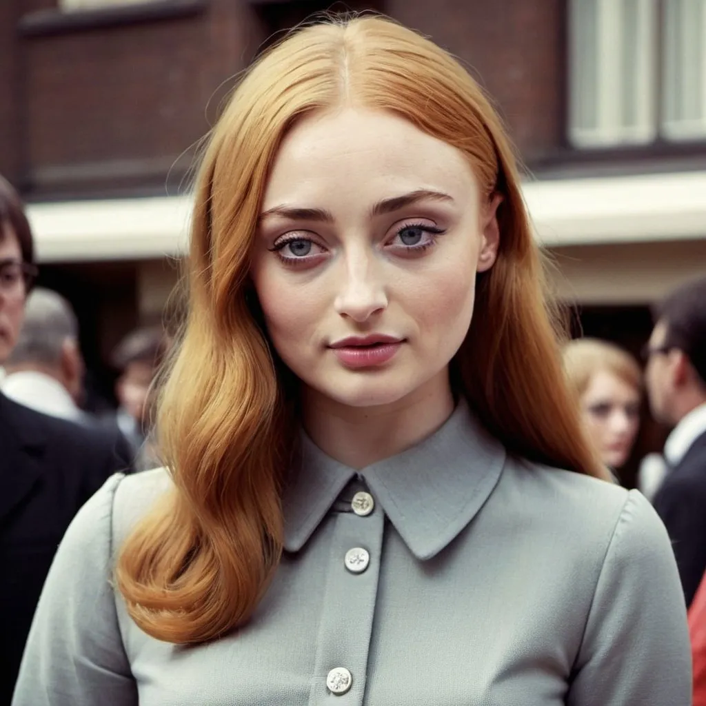 Prompt: Sophie Turner 1960s style




