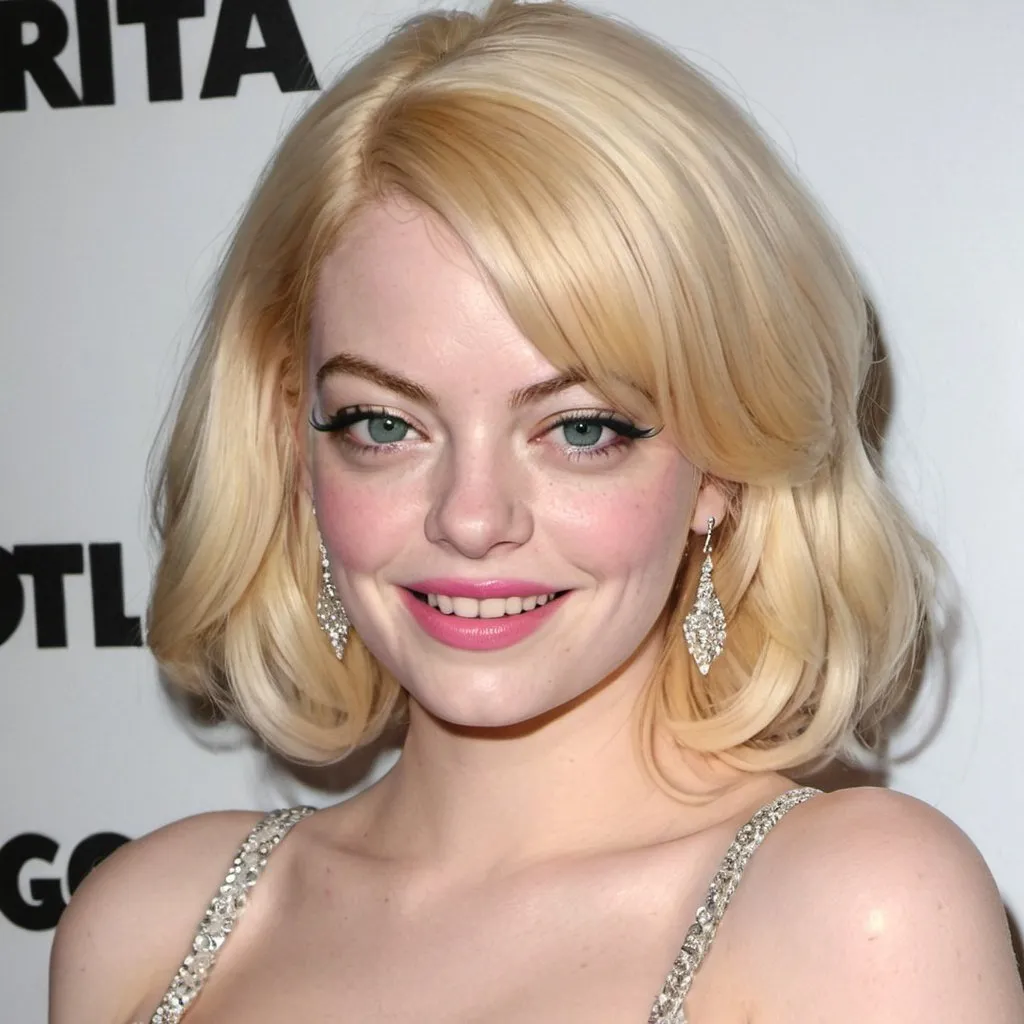 Prompt: emma stone dressed as anna nicole smith