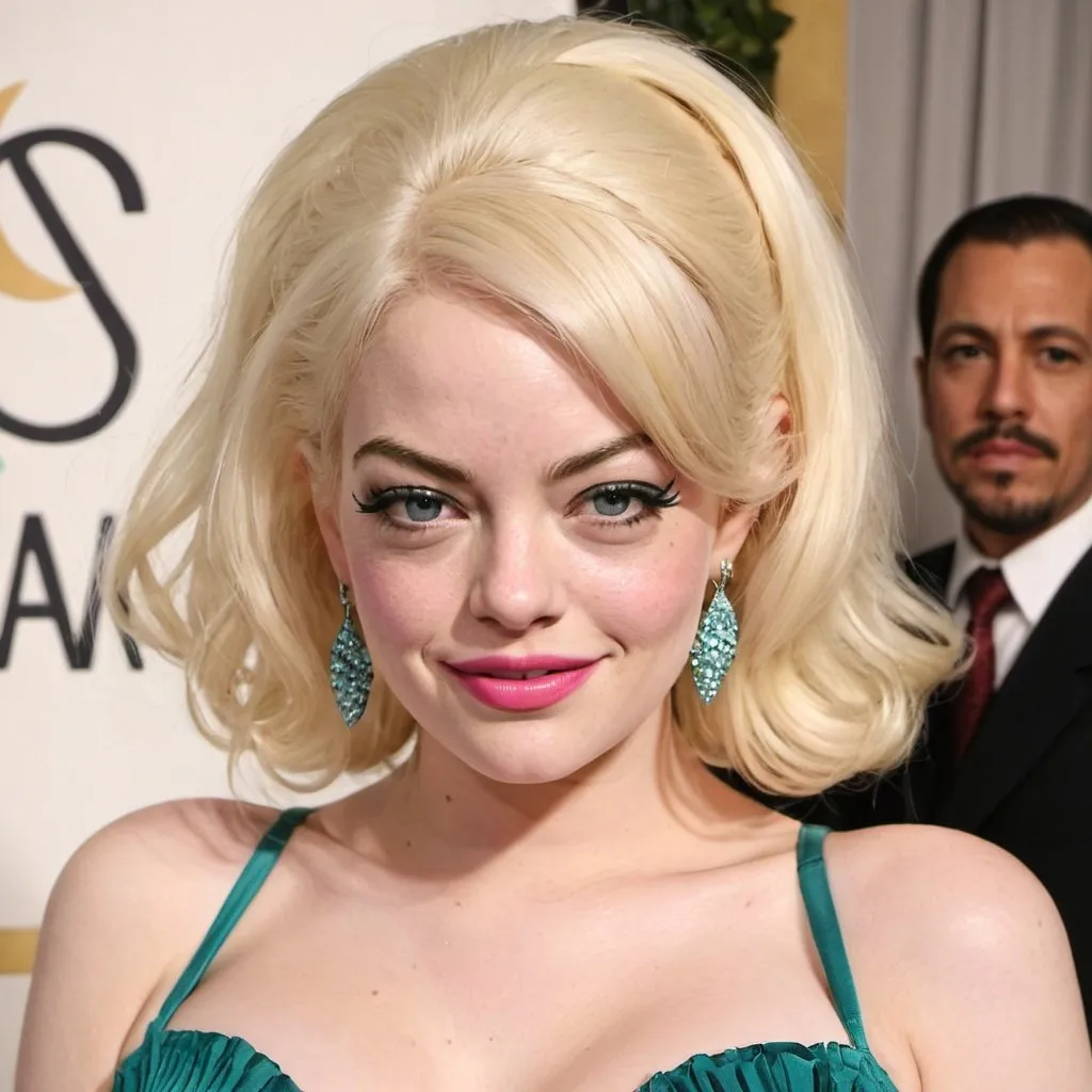 Prompt: emma stone dressed as anna nicole smith