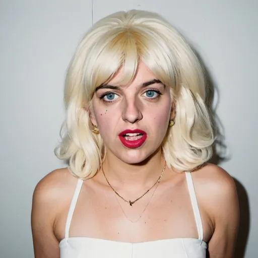 Prompt: courtney barnett dressed as anna nicole smith