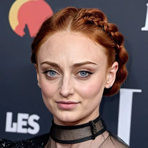 Prompt: sophie turner with a bad hairstyle