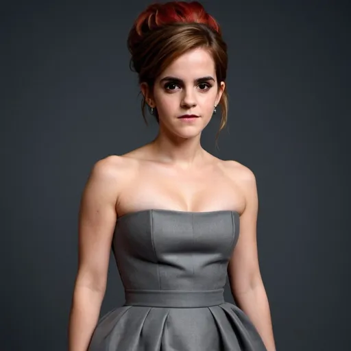 Prompt: Emma Watson plump woman with long red big bouffant beehive hair full body shown, wearing tight dress full body shown