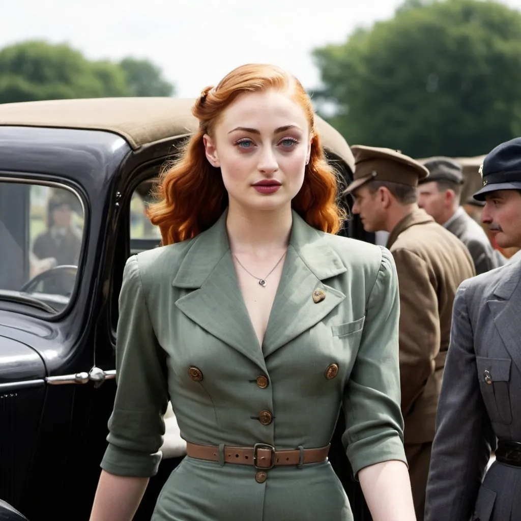 Prompt: Sophie Turner 1940s style




