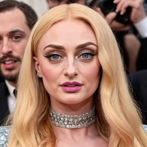 Prompt: Sophie Turner as a drag queen