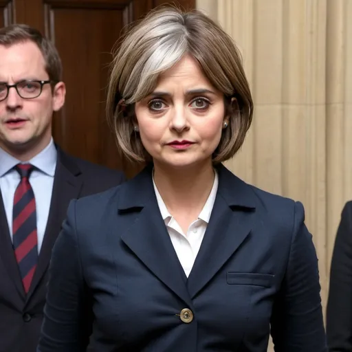 Prompt: Jenna Coleman dressed as theresa may