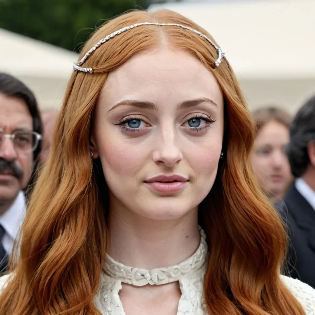 Prompt: Sophie Turner 1970s hair



