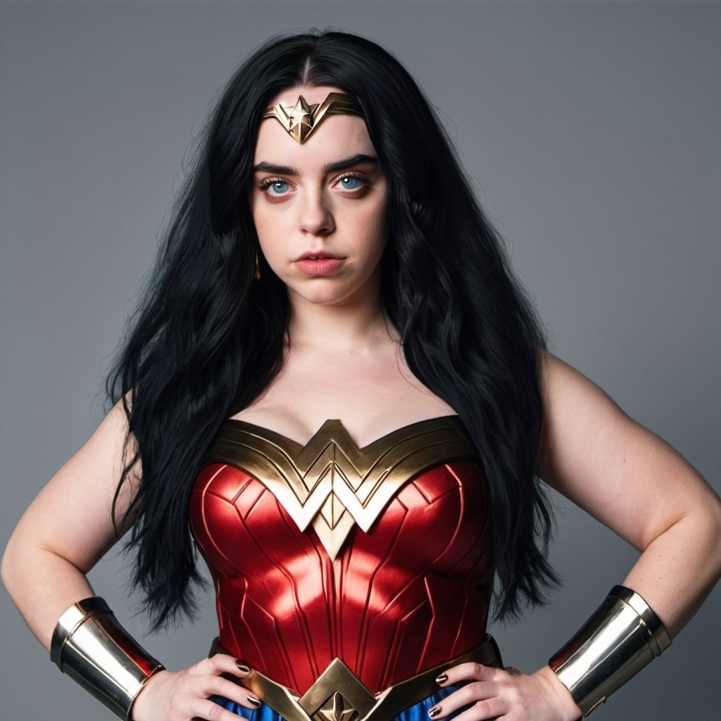 Katy Perry dressed as fat bbw Wonder Woman with big...