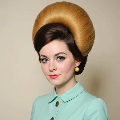 Prompt: sarah sherman dressed as a 1960's woman with big bouffant beehive hair