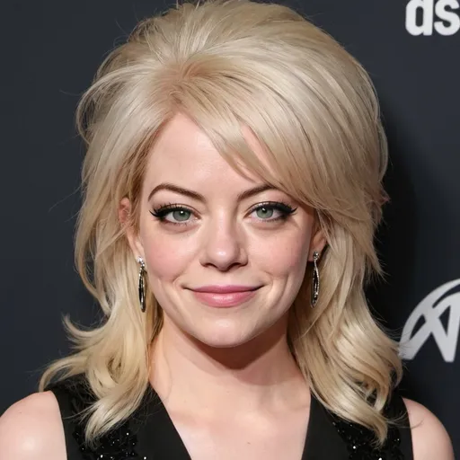 Prompt: Emma Stone dressed as theresa Caputo long island medium with big bouffant hair