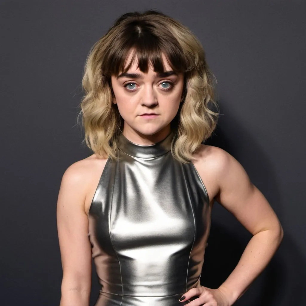 Prompt: Maisie Williams dressed as Farrah Fawcett