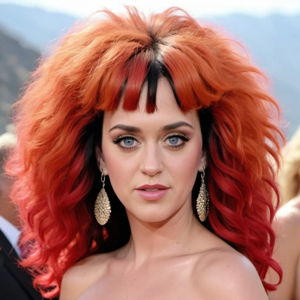 Prompt: Katy Perry a cavewoman, with a wild fluffy hairstyle, wearing fur outfit, photo style, detailed face