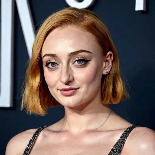 Prompt: sophie turner with a bob with bangs hairstyle