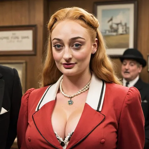 Prompt: Sophie turner dressed as Joan Sims