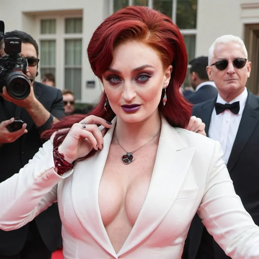 Prompt: Sophie Turner dressed as sharon osbourne