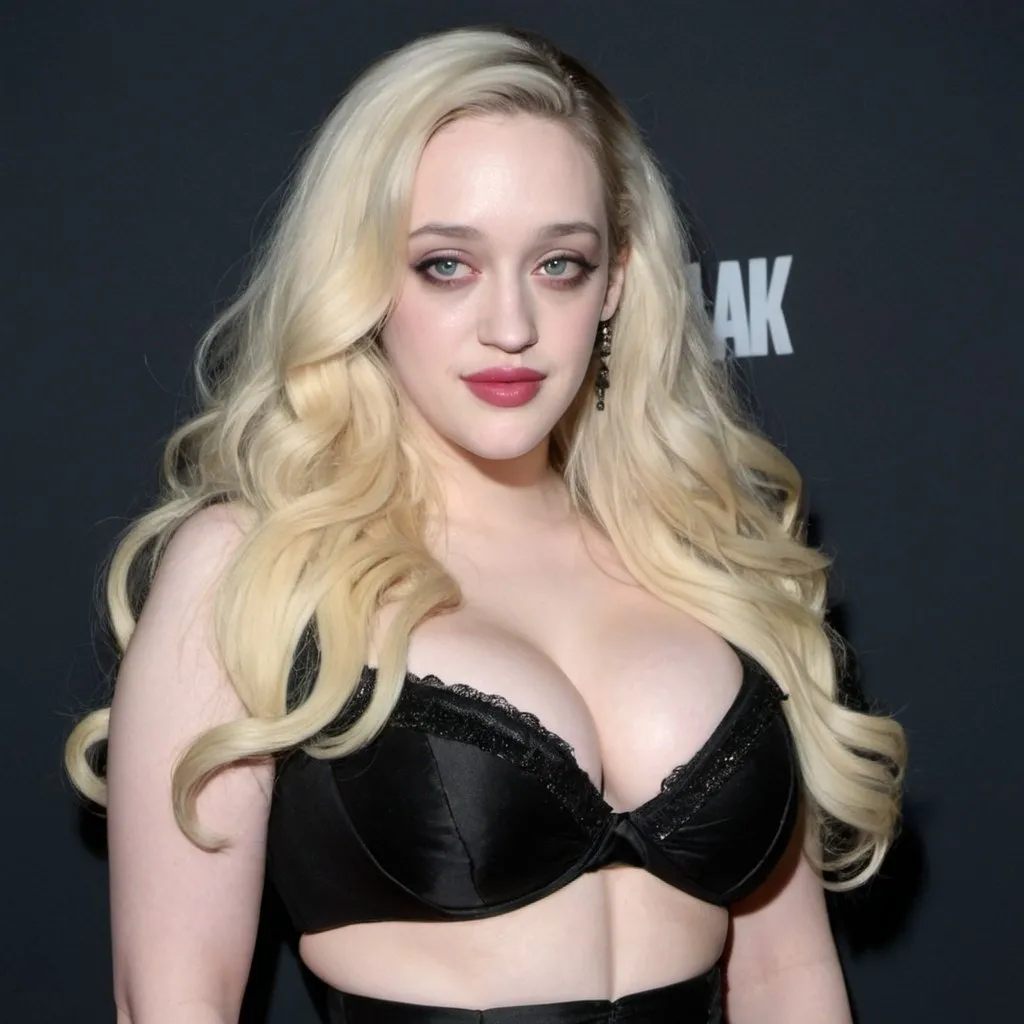 Prompt: full body photo kat dennings dressed as a burlesque dancer with bleach blonde very long hair