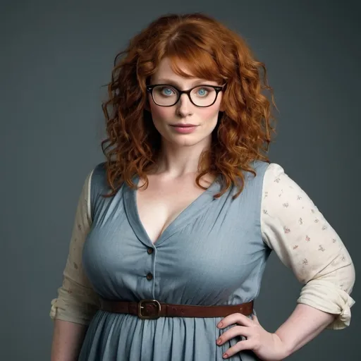 Prompt: full body photo bryce dallas howard dressed as a chubby nerdy woman with frizzy curly hair and glasses