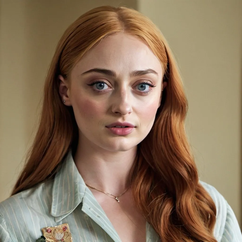 Prompt: Sophie Turner dressed as Olivia Jean