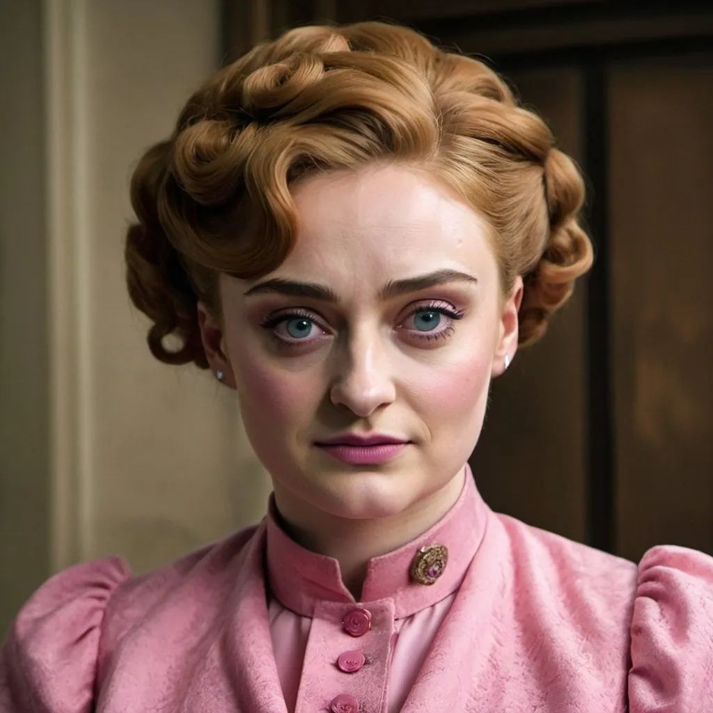 Sophie Turner a dolores umbridge woman, with a short...