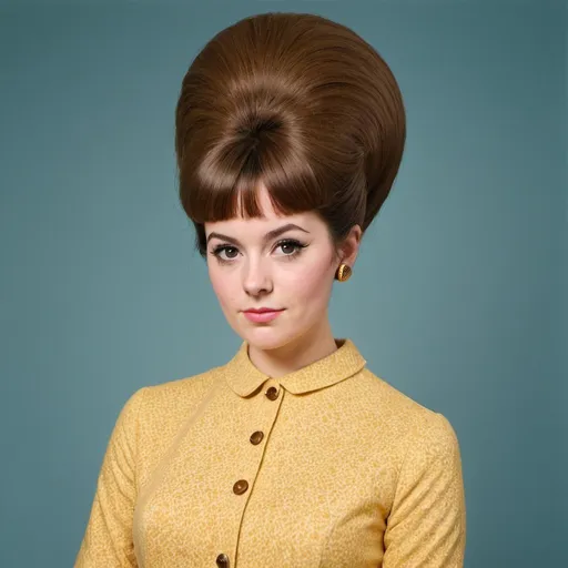 Prompt: sarah sherman dressed as a 1960's woman with big bouffant beehive hair