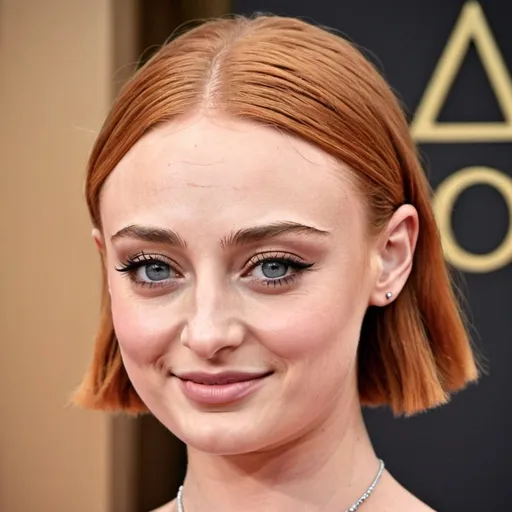 Prompt: Sophie Turner with a pageboy hairstyle