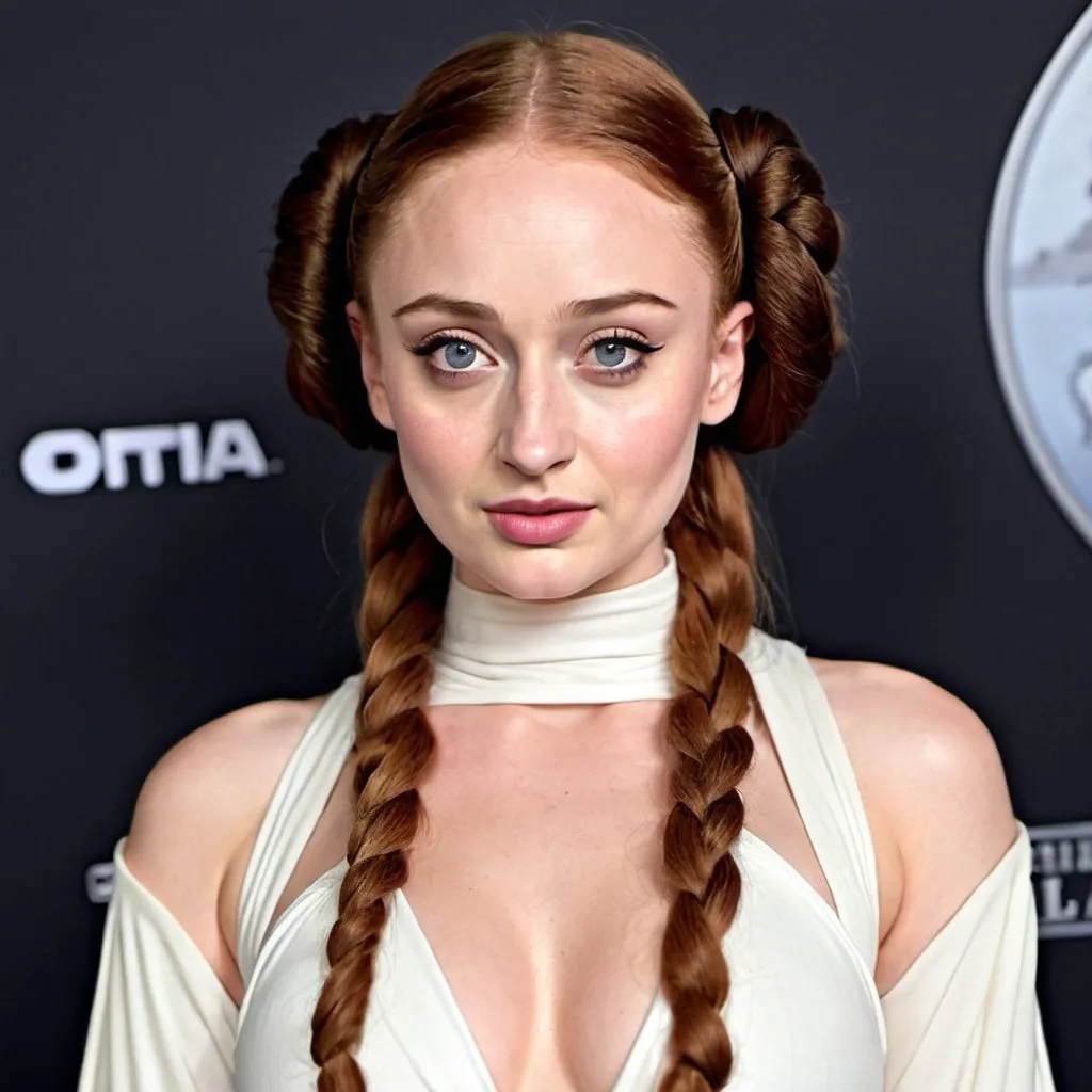 Prompt: Sophie Turner dressed as Princess leia