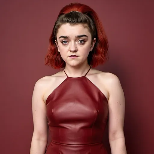 Prompt: maisie Williams plump woman with long red big bouffant beehive hair full body shown, wearing tight dress full body shown