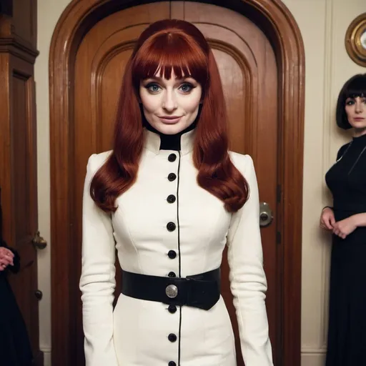 Prompt: Sophie turner dressed as fenella fielding