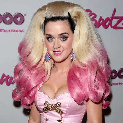 Prompt: katy perry dressed as a bratz doll with very long bouffant hair