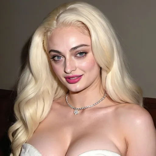 Prompt: Sophie turner dressed as anna nicole smith