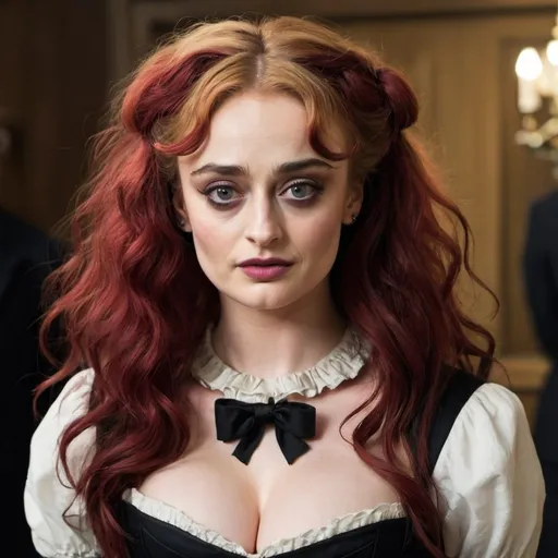 Prompt: Sophie Turner dressed as Helena Bonham Carter