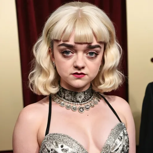 Prompt: Maisie williams dressed as mae west