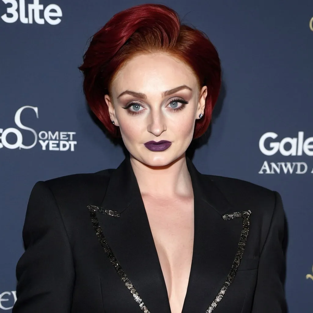 Prompt: Sophie Turner dressed as sharon osbourne