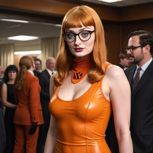 Prompt: sophie turner dressed as Velma Dinkley

