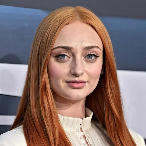 Prompt: sophie turner wearing a cheap wig
