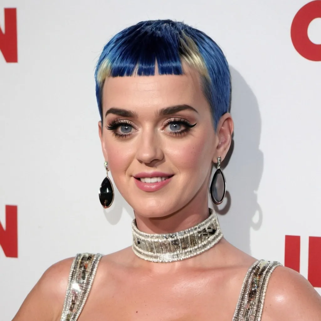 Prompt: Katy Perry with a bowlcut hairstyle