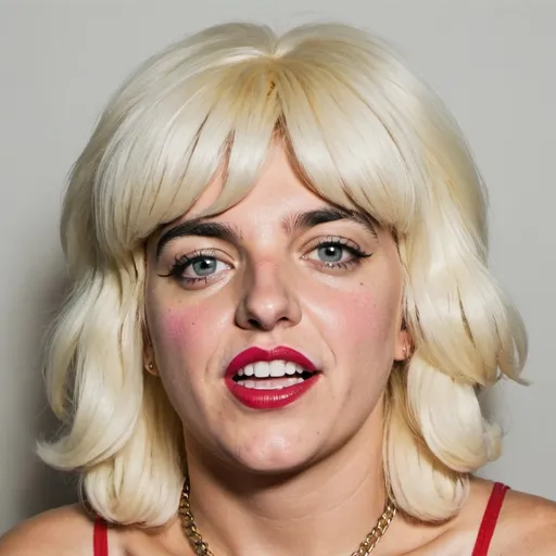 Prompt: courtney barnett dressed as anna nicole smith